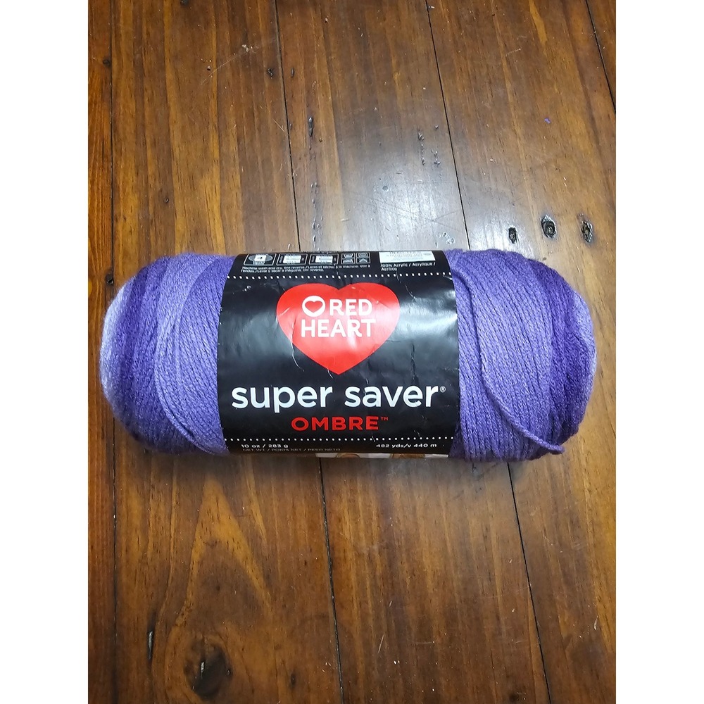 Red Heart Super Saver Ombre Yarn Violet Purple 10oz 482yds Medium 4 Acrylic